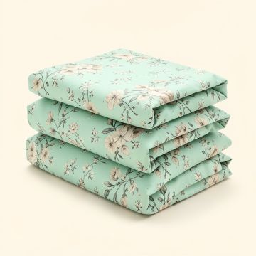 Fontanez Mint Green Reversible Floral Cotton 3 Piece Duvet Cover Set (synthetic illustration; no displayed measurements)