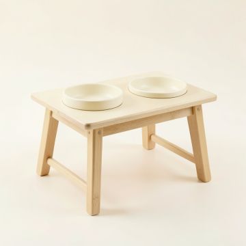 Wren Dell Pet Feeding Stand With Two Plain Empty Bowls - Cream (synthetic illustration; no displayed measurements)