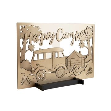 Happy Camper Script And Steel Laser Cut Wall Décor