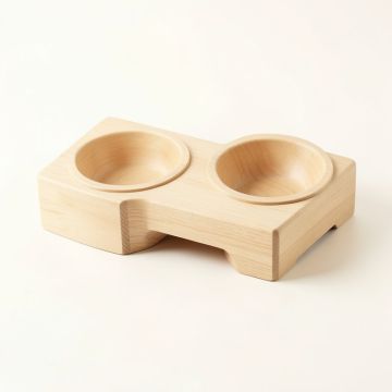 Hazel Crossing Pet Feeding Stand With Two Plain Empty Bowls - Beige (synthetic illustration; no displayed measurements)