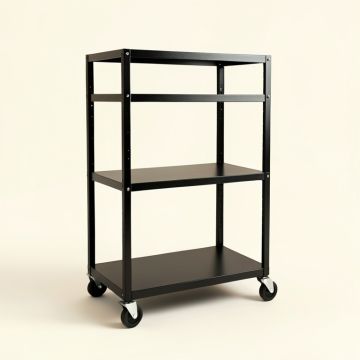 Hill Branch Empty Rolling Workshop Cart - Black (synthetic illustration; no displayed measurements)