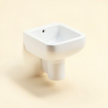 Victorian White Ceramic Rectangular Wall Mount Bathroom Sink With Overflow (synthetic illustration; no displayed measurements)
