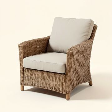 Tapscott Wicker Patio Chair With Cushions (synthetic illustration; no displayed measurements)