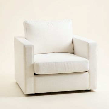 Elm Brook Upholstered Armchair - White (synthetic illustration; no displayed measurements)