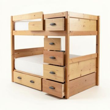 Sandler 7 Drawer Solid Wood Standard Bunk Bed With Shelves By Harriet Bee (synthetic illustration; no displayed measurements)