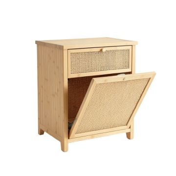 Olive Dale Freestanding Pull-Out Hamper Cabinet - Beige