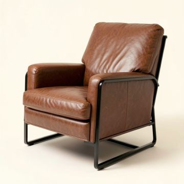 Dougherty 36.25 '' Wide Top Grain Leather Lounge Chair (synthetic illustration; no displayed measurements)