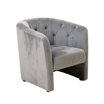 Tufted Velvet Side Chair In Gray