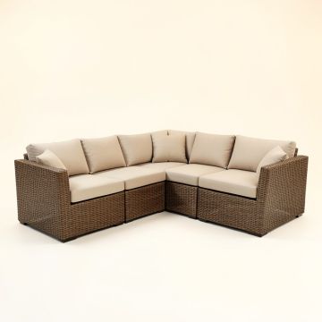 Orellana V-Shaped 4 Piece Sectional Seating Group With Cushions (synthetic illustration; no displayed measurements)