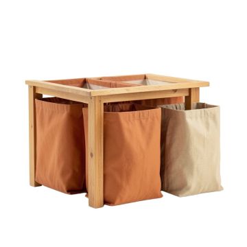 Sage Bridge Laundry Sorting Station With Plain Removable Bags - Terracotta