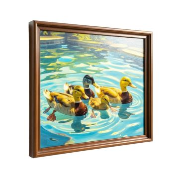 Pool Party ( Ducks ) By Lucia Heffernan - Floater Frame Painting Print On Canvas