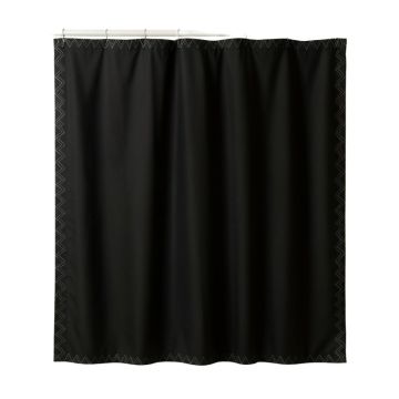 Moss Falls Shower Curtain Hanging Flat From A Plain Rod - Black (synthetic illustration; no displayed measurements)