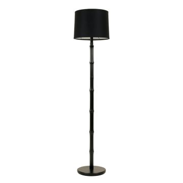 Birch Bridge Floor Lamp With A Plain Fabric Shade - Black