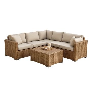 Huang 5 Piece Rattan Sectional Seating Group With Cushions