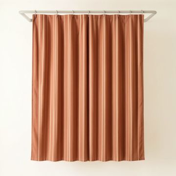 Shore Branch Shower Curtain Hanging Flat From A Plain Rod - Terracotta (synthetic illustration; no displayed measurements)