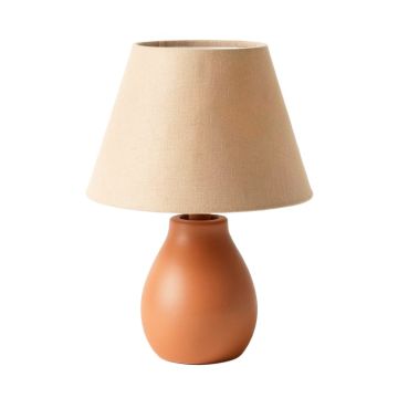 Moss Crest Table Lamp With A Plain Fabric Shade - Terracotta