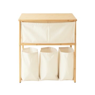 Flint Branch Laundry Sorting Station With Plain Removable Bags - Ivory