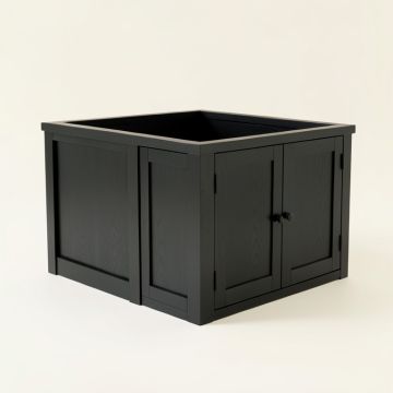 Dune Falls Empty Furniture-Style Litter Enclosure - Black (synthetic illustration; no displayed measurements)