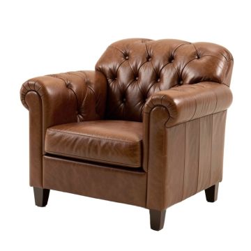 Caffrey 40 '' Wide Tufted Genuine Leather Top Grain Leather Armchair