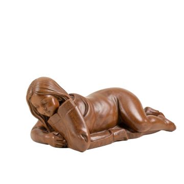 Sarno Girl Laying Down Reading Book Statue