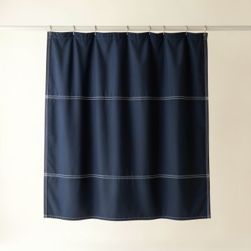 Flint Crest Shower Curtain Hanging Flat From A Plain Rod - Navy (synthetic illustration; no displayed measurements)