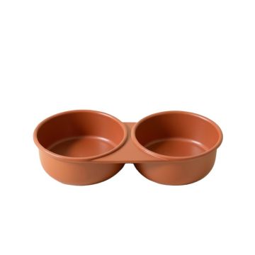 Maple Edge Pet Feeding Stand With Two Plain Empty Bowls - Terracotta
