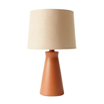 Linden Bend Table Lamp With A Plain Fabric Shade - Terracotta (synthetic illustration; no displayed measurements)