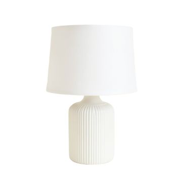 Holly Crossing Table Lamp With A Plain Fabric Shade - White