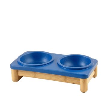Linden Crossing Pet Feeding Stand With Two Plain Empty Bowls - Blue (synthetic illustration; no displayed measurements)