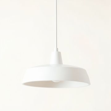 Olive Bridge Pendant Light Suspended From One Plain Cable - White (synthetic illustration; no displayed measurements)