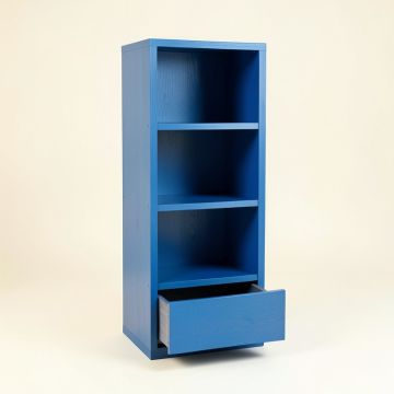 Wren Crest Narrow Cubby Tower - Blue (synthetic illustration; no displayed measurements)
