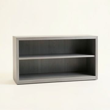 Oak Bend Low Bookcase - Gray (synthetic illustration; no displayed measurements)