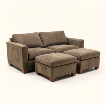 Americus 98.5 '' Wide Microfiber/Microsuede Reversible Modular Sofa & Chaise With Ottoman (synthetic illustration; no displayed measurements)