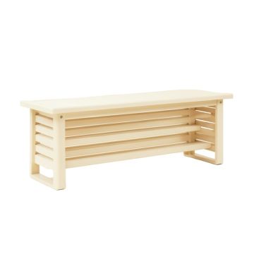 Flint Crest Narrow Outdoor Storage Bench - Ivory