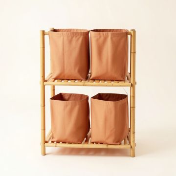 Hazel Arc Laundry Sorting Station With Plain Removable Bags (synthetic illustration; no displayed measurements)