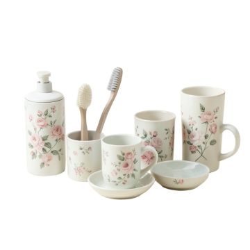 Misty Floral 20 Piece Bathroom Accessory Set