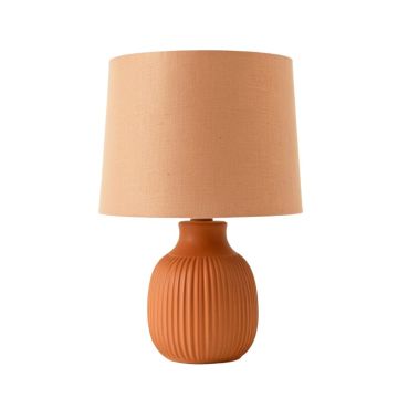 Brook Canyon Table Lamp With A Plain Fabric Shade - Terracotta