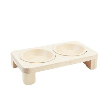 Laurel Crossing Pet Feeding Stand With Two Plain Empty Bowls - Ivory