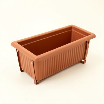 Spruce Brook Empty Railing Planter With Integral Brackets - Terracotta (synthetic illustration; no displayed measurements)