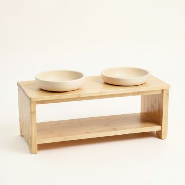 Laurel Dale Pet Feeding Stand With Two Plain Empty Bowls - Ivory (synthetic illustration; no displayed measurements)