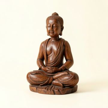 Adrina Handcrafted Meditative Calm Indonesian Suar Wood Yoga Figurine Sculpture (synthetic illustration; no displayed measurements)