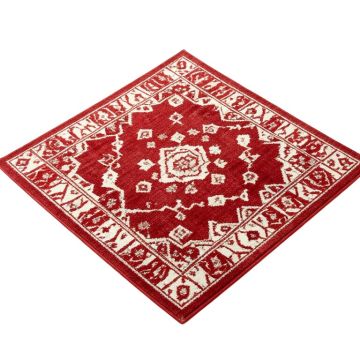 Finty Geometric Machine Made Power Loom Wool And Polyester Red/White Area Rug