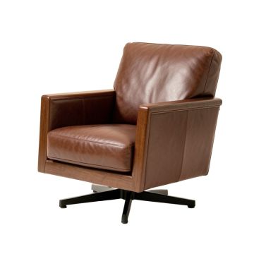 Landa 30 '' Wide Leather Match Swivel Armchair
