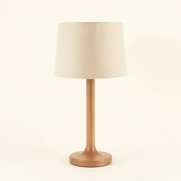 Cedar Bridge Table Lamp With A Plain Fabric Shade - Beige (synthetic illustration; no displayed measurements)