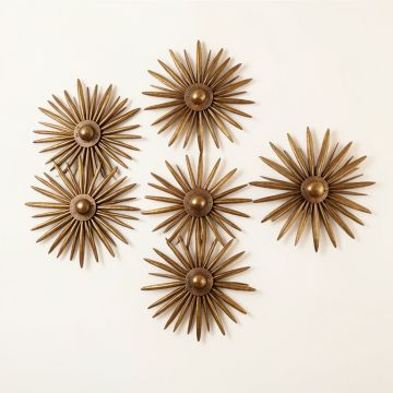 6 Piece Sunburst Decorative Metal Sculpture Hanging Wall Décor Set (synthetic illustration; no displayed measurements)