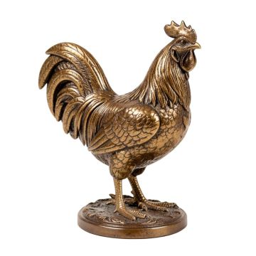 Ebros Country Western Rustic Decorative Rooster Chicken Statue In Bronze Electroplated Resin