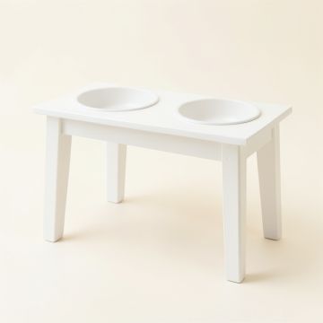 Dune Canyon Pet Feeding Stand With Two Plain Empty Bowls - White (synthetic illustration; no displayed measurements)