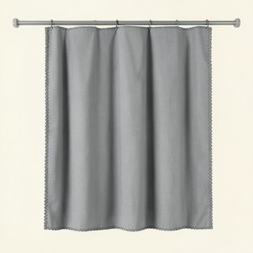 Ridge Dell Shower Curtain Hanging Flat From A Plain Rod - Gray (synthetic illustration; no displayed measurements)