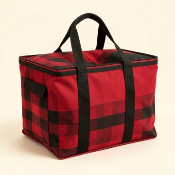 Buffalo Check Bear Lunch Insulated Picnic Tote Bag , Service For 1 (synthetic illustration; no displayed measurements)