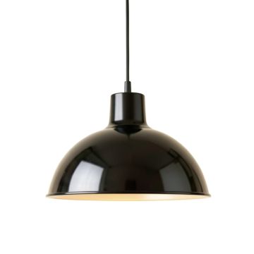 Slate Bend Pendant Light Suspended From One Plain Cable - Black